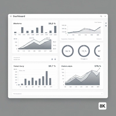 Modern dashboard displaying real estate market analysis data with charts and graphs, no text, no words, no typography, no labels, clean image
